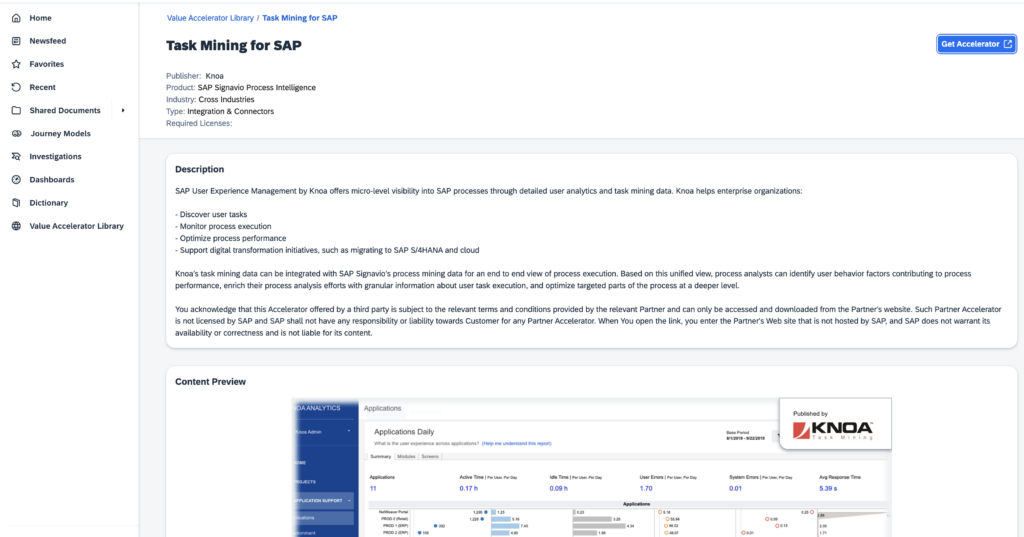 Knoa Value Accelerator in SAP Signavio Process Collaboration Hub